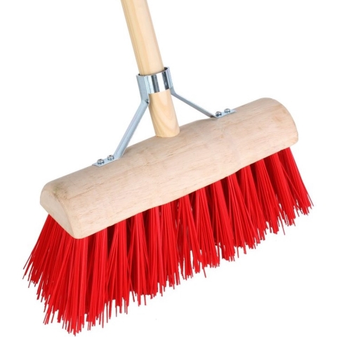 Bezem halfrond 31 cm rood pvc compleet - Talentools