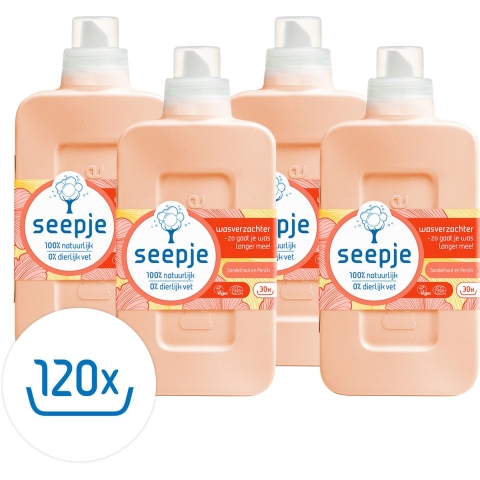 4x Seepje Wasverzachter Sandelhout en Perzik 30 Wasbeurten 750 ml