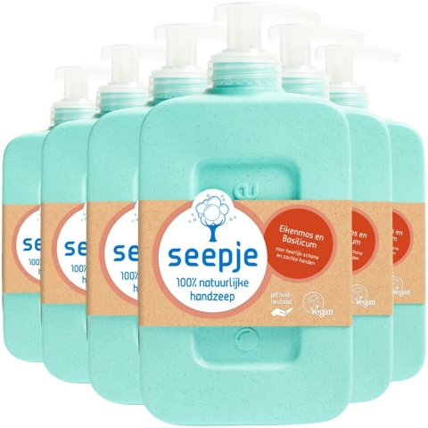 6x Seepje Handzeep Eikenmos en Basilicum 300 ml