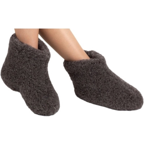 Bruine wollen sloffen/pantoffels voor dames/heren 38 -