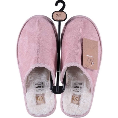 Roze instap sloffen/pantoffels met bont voor dames 39-40 -