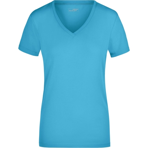 James & Nicholson t-shirt v-hals - dames - turquoise blauw - stretch S -