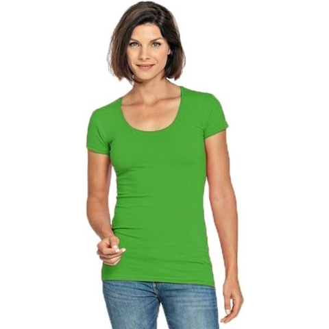 Bodyfit dames t-shirt limegroen met ronde hals M (38) -