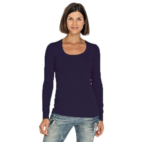 Lemon & Soda Bodyfit dames shirt lange mouwen - zwart - Dameskleding basic t-shirts M (38) -