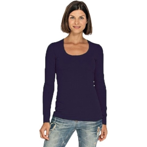 Lemon & Soda Bodyfit dames shirt lange mouwen - zwart - Dameskleding basic t-shirts L (40) -