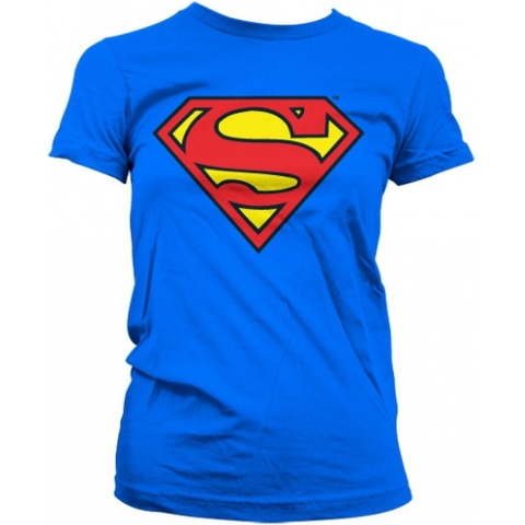 Superman dames verkleed T-shirt - blauw - korte mouwen - DC Comics XL -