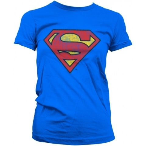 Vintage Superman logo verkleed t-shirt blauw dames M -