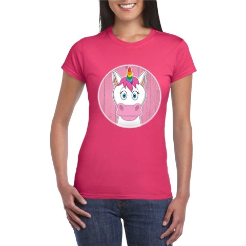 T-shirt eenhoorn roze dames S -