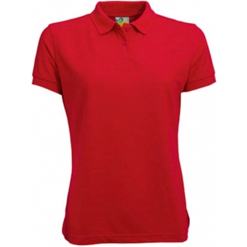 Dames basic poloshirt - rood - korte mouw - getailleerd - katoen 40 (L) -
