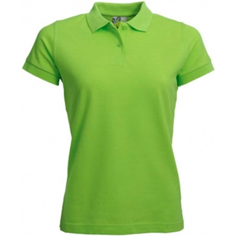 Dames basic poloshirt - limegroen - korte mouw - getailleerd - katoen 36 (S) -