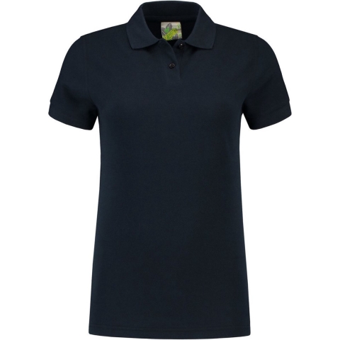 Dames basic poloshirt - donkerblauw - korte mouw - getailleerd - katoen 38 (M) -