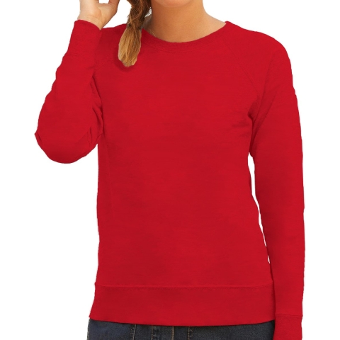 Rode sweater / sweatshirt trui met raglan mouwen en ronde hals voor dames XL (42) -