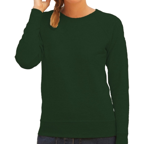 Groene sweater / sweatshirt trui met raglan mouwen en ronde hals voor dames M (38) -
