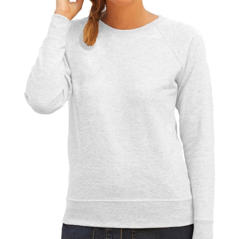 Grijze sweater / sweatshirt trui met raglan mouwen en ronde hals voor dames XS (34) -