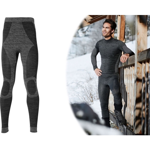 Heat Keeper Thermo broek ondergoed lang - heren - zwart - melange - Wintersport - Thermokleding L (52) -