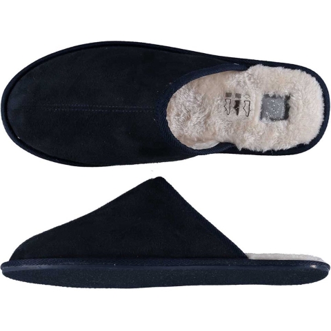 Heren instap sloffen/pantoffels - laag - donkerblauw - maat 43-44 43/44 -