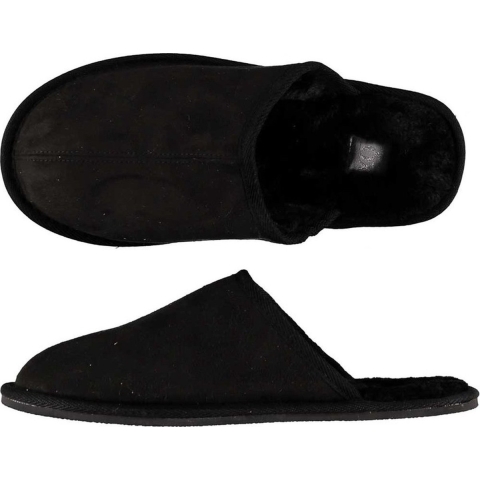 Heren instap sloffen/pantoffels - laag - zwart - maat 43-44 43/44 -