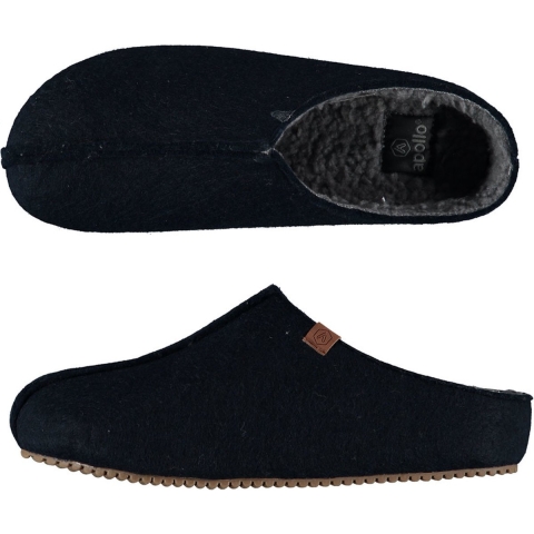 Apollo instappers slippers/pantoffels - blauw - heren - maat 41-42 - polyester - rubber zool 41/42 -