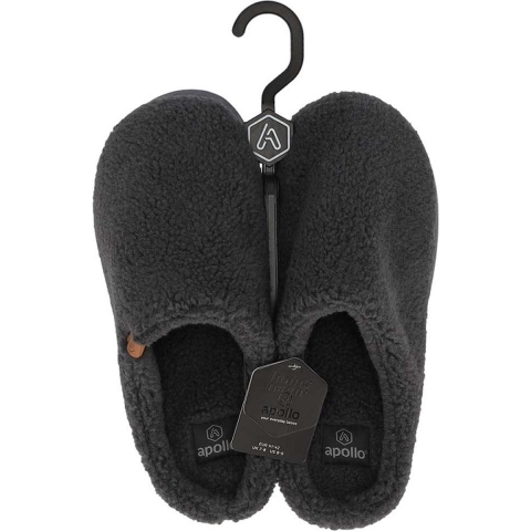 Instapper slippers/pantoffels Teddy wol - antraciet - maat 41-42 - Volwassenen 41/42 -