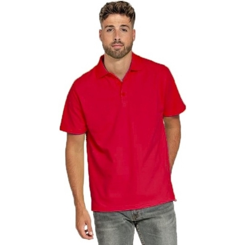 Heren basic poloshirt - rood - korte mouw - katoen S (36/48) -
