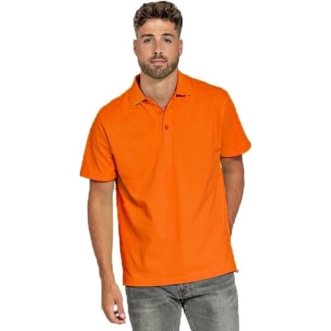 Heren basic poloshirt - oranje - korte mouw - katoen S (36/48) -