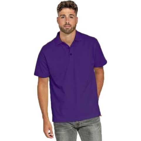 Heren basic poloshirt - paars - korte mouw - katoen 2XL (44/56) -