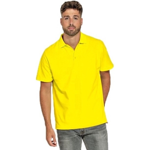 Heren basic poloshirt - geel - korte mouw - katoen 2XL (44/56) -