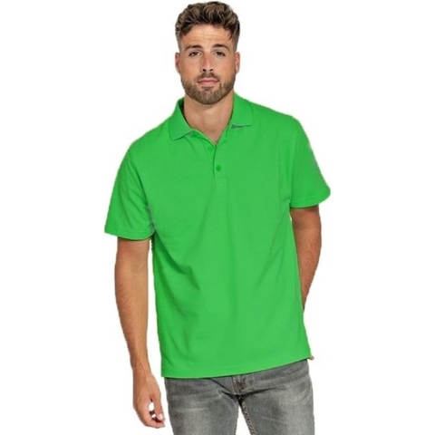 Heren basic poloshirt - limegroen - korte mouw - katoen L (40/52) -