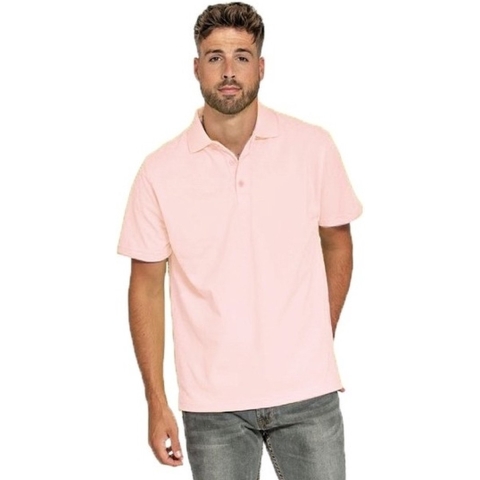 Heren basic poloshirt - lichtroze - korte mouw - katoen M (38/50) -