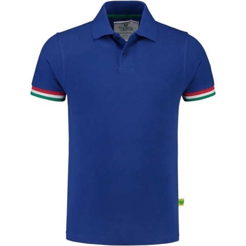 Blauw poloshirt in de kleuren van Italie voor heren XL -