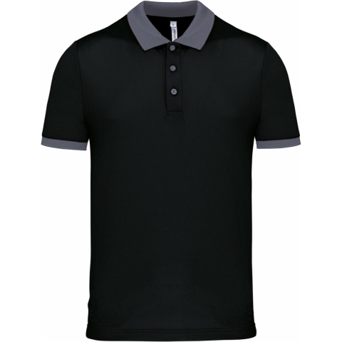 Poloshirt Sport Pro premium quality - zwart/grijs - mesh polyester - voor heren XL -