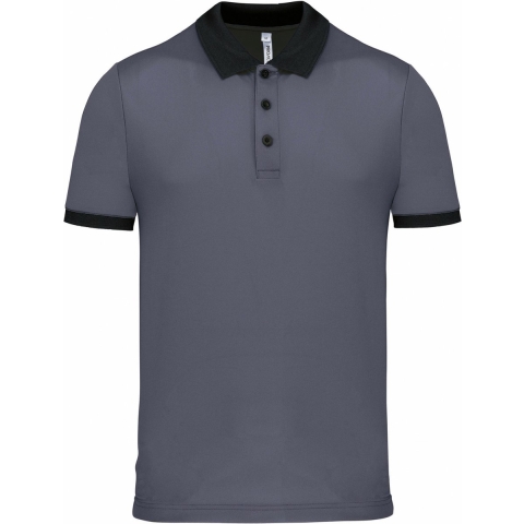 Poloshirt Sport Pro premium quality - grijs/zwart - mesh polyester - voor heren XL -