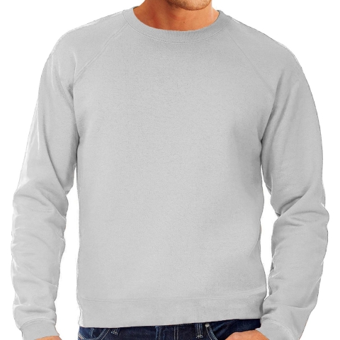 Grijze sweater / sweatshirt trui met raglan mouwen en ronde hals voor heren M (EU 50) -
