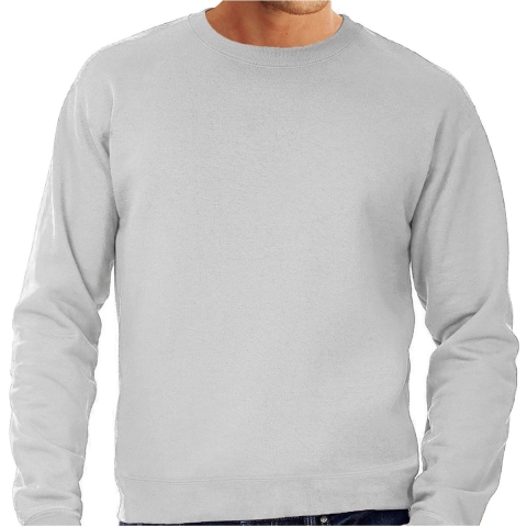 Grijze sweater / sweatshirt trui grote maat met ronde hals voor heren 4XL (60) -