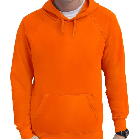 Oranje hoodie / sweater raglan met capuchon voor heren L (EU 52) -
