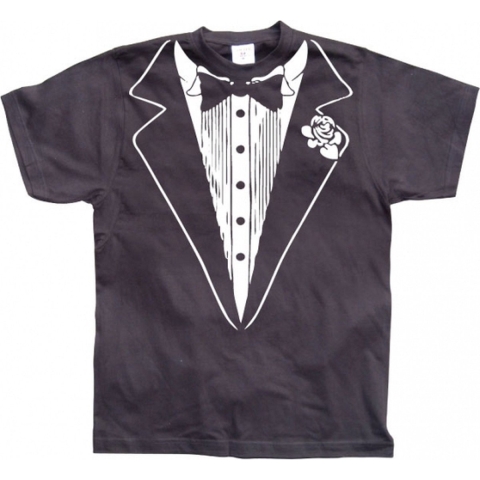 Smoking verkleed T-shirt zwart voor heren - Carnaval gangster verkleedkleding S -