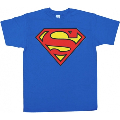Superman logo verkleed t-shirt heren - blauw - DC Comics - superhelden S -