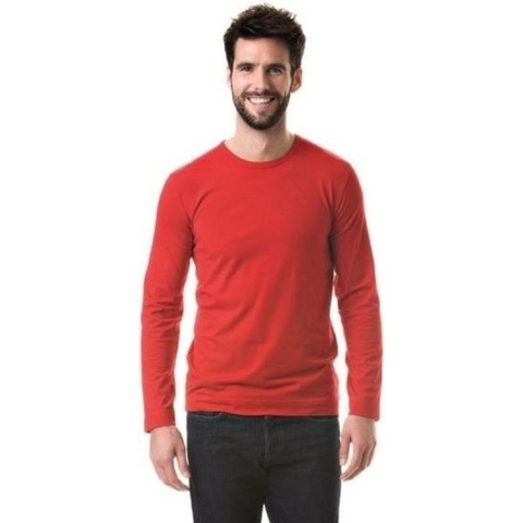 Lange mouwen/longsleeve stretch t-shirt - rood - heren - Herenkleding M (38/50) -