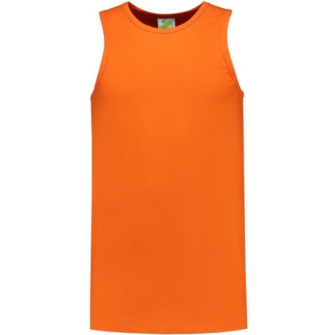 Sport singlet voor heren - oranje - mouwloos shirtje - katoen/elastaan - ademend M (50) -