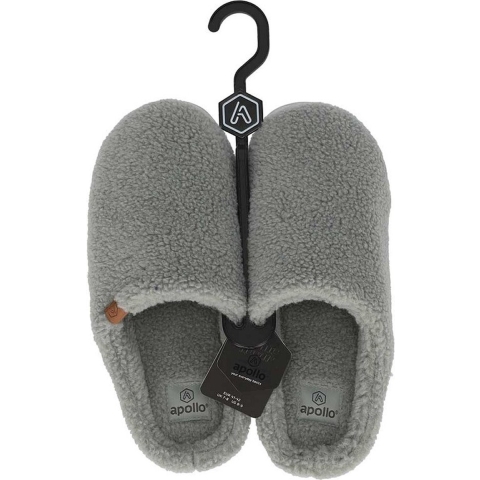 Instapper slippers/pantoffels Teddy wol - grijs - maat 43-44 - Volwassenen 43/44 -