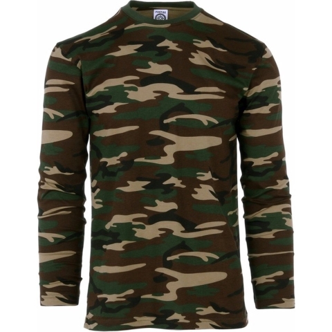 Grote maat/maten camouflage t-shirt - voor heren - met lange mouw - groen 3XL (58) -