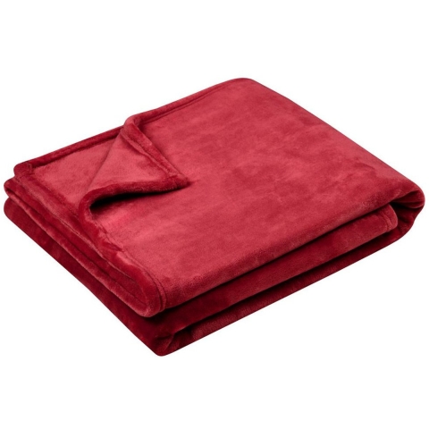 Stof Textiles Plaid/bankdeken Maribelle - rood - 130 x 160 cm - polyester fleece - 1 persoons -