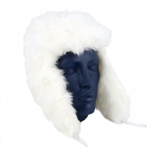 Witte Russische bontmuts polar 59 cm -