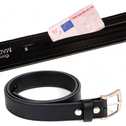 Riem met opbergvak - zwart - voor volwassenen - zwarte riemen 105 cm -