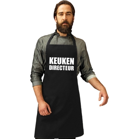 Cadeau schort voor volwassenen - keuken directeur - zwart - keukenschort - verjaardag -
