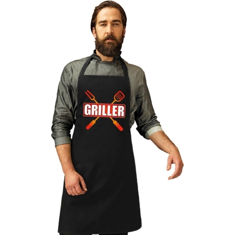 Griller barbecueschort/ keukenschort zwart heren -