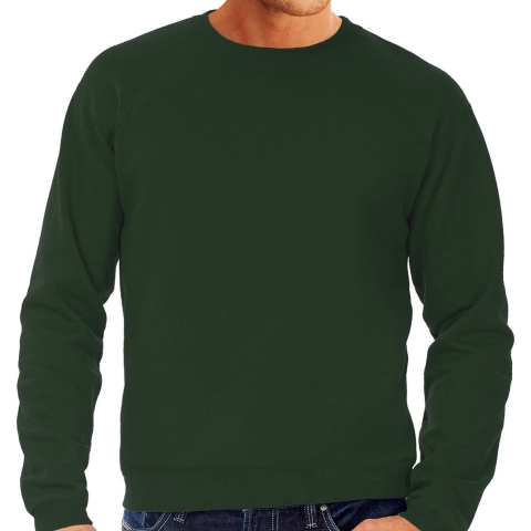 Donker groene sweater / sweatshirt trui met raglan mouwen en ronde hals voor heren L (EU 52) -