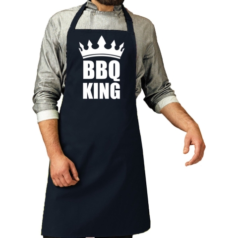 BBQ King barbeque schort / keukenschort navy voor heren -