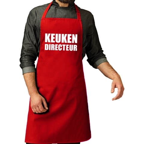 Cadeau schort voor volwassenen - keuken directeur - rood - keukenschort - verjaardag -