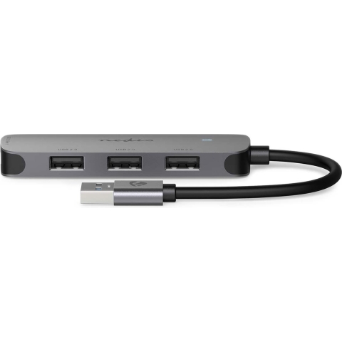 Nedis CCGB61210GY01 Usb-hub Usb-a Male 4x Usb A Female 4-poorts Poort(en) Usb 2.0 / Usb 3.2 Gen 1 Usb Gevoed